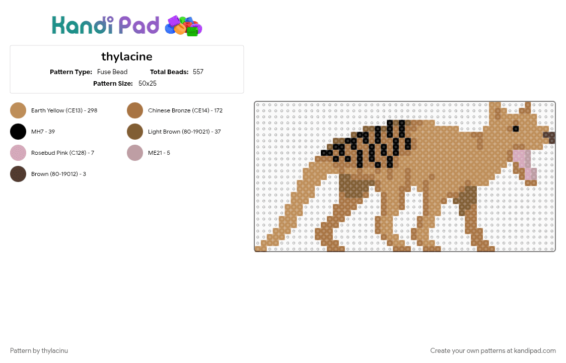 thylacine - Fuse Bead Pattern by thylacinu on Kandi Pad - tan