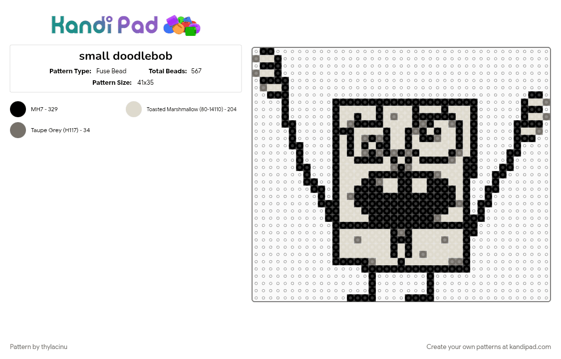small doodlebob - Fuse Bead Pattern by thylacinu on Kandi Pad - beige, cartoon, doodlebob, spongebob