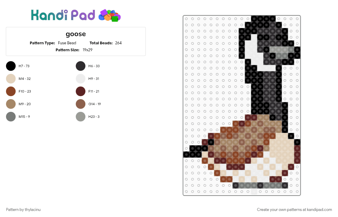 goose - Fuse Bead Pattern by thylacinu on Kandi Pad - animal, animals, beige, bird, cute, goose, tan
