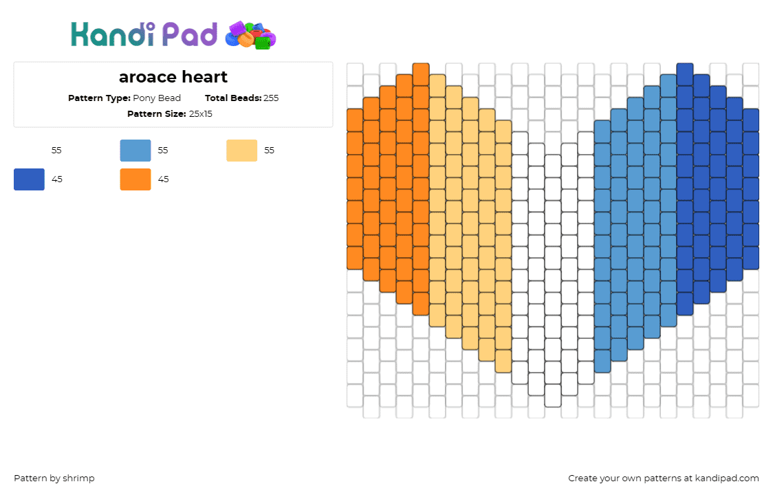 aroace heart - Pony Bead Pattern by shrimp on Kandi Pad - aroace,pride,heart,aromantic,asexual,emblem,orientation,celebration,identifying,