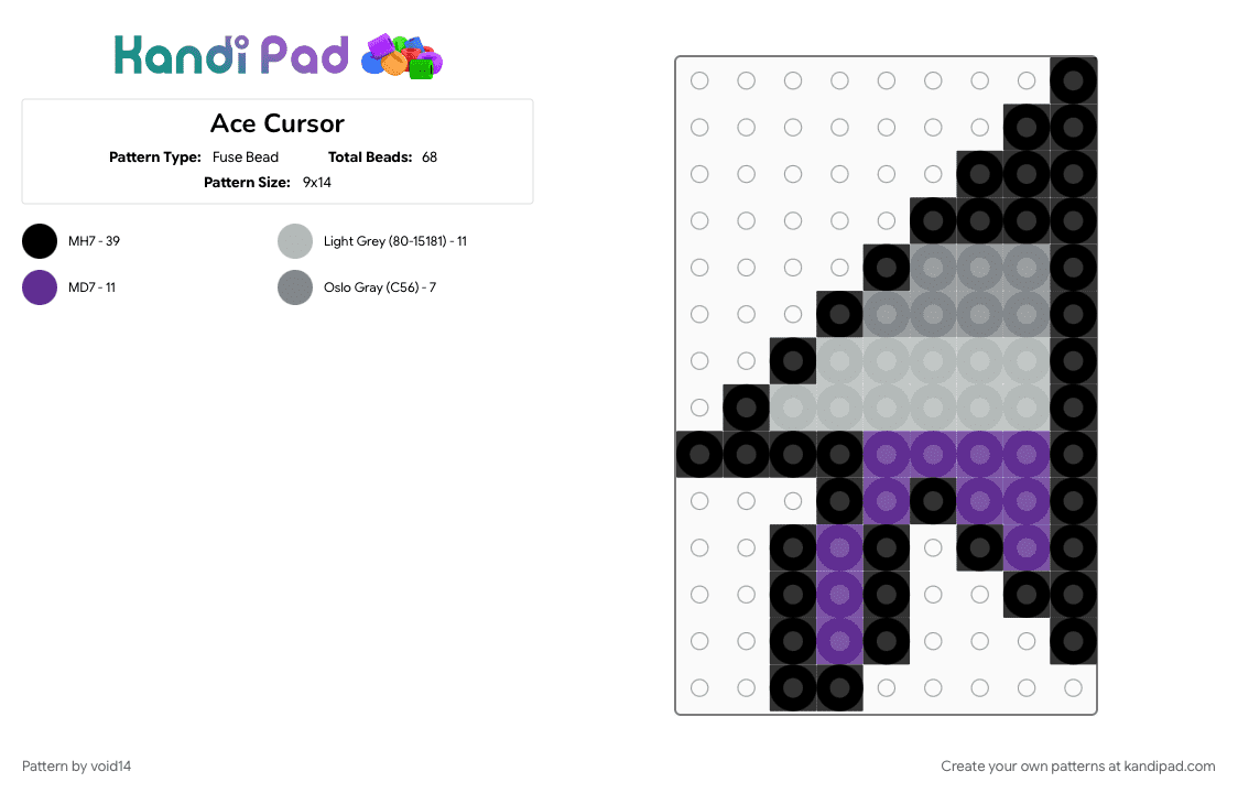 Ace Cursor - Fuse Bead Pattern by void14 on Kandi Pad - beige, black, purple