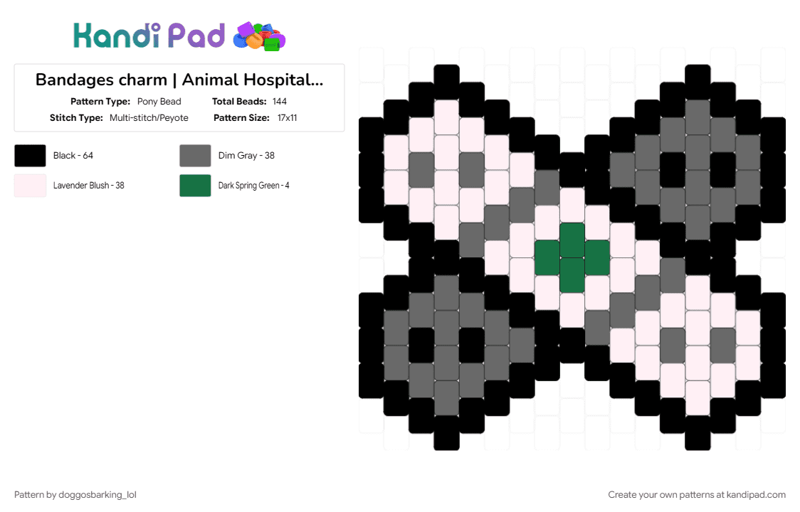 Bandages charm | Animal Hospital Anomaly - Pony Bead Pattern by doggosbarking_lol on Kandi Pad - bandage, bandaid, charm, cute, game, gray, video game