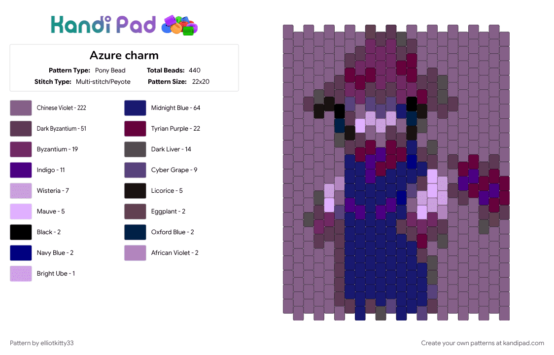 Azure charm - Pony Bead Pattern by elliotkitty33 on Kandi Pad - 