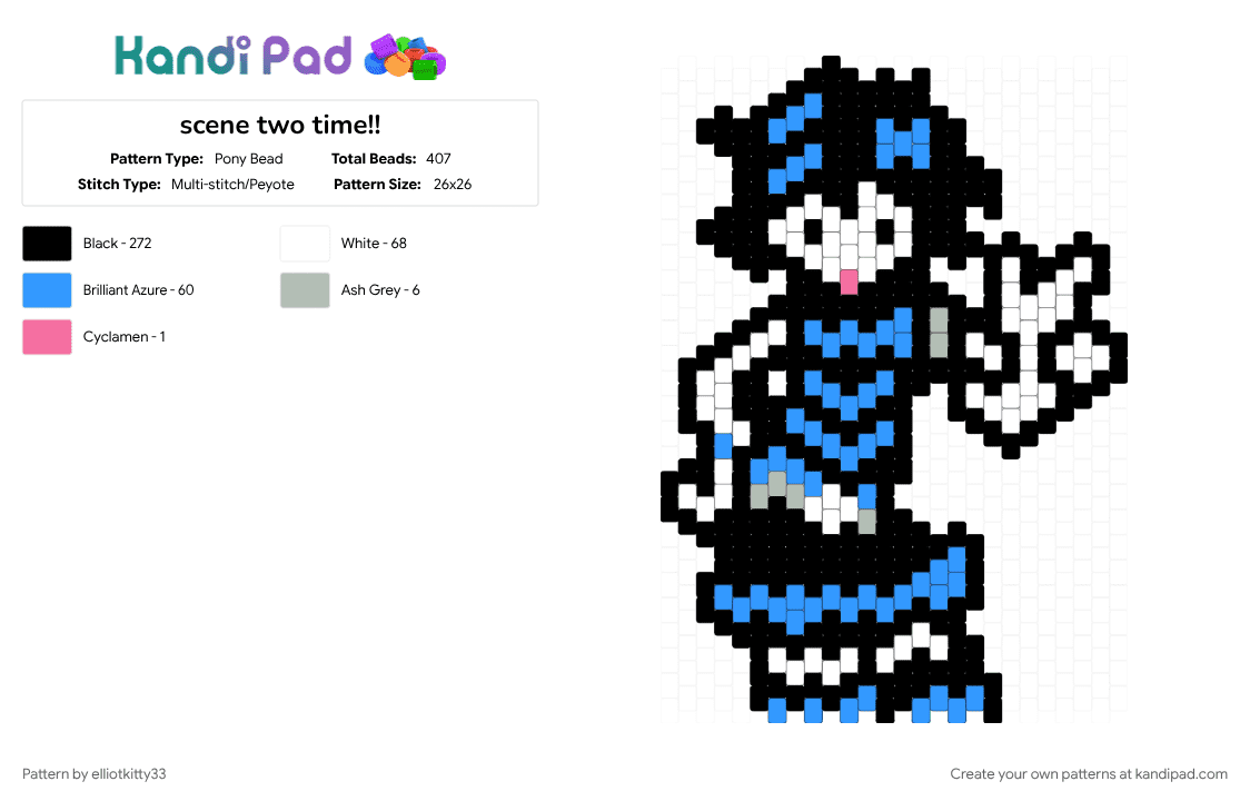 scene two time!! >:33 - Pony Bead Pattern by elliotkitty33 on Kandi Pad - azures partner, blue, scene, two time