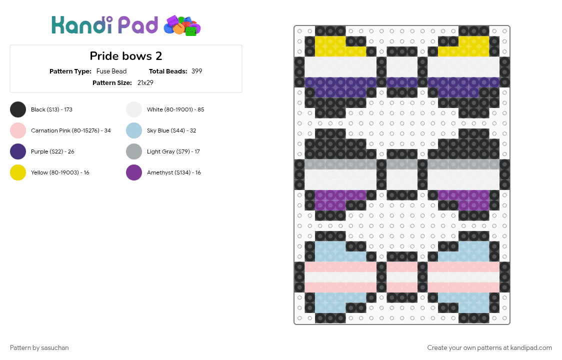 Pride bows 2 - Fuse Bead Pattern by sasuchan on Kandi Pad - 