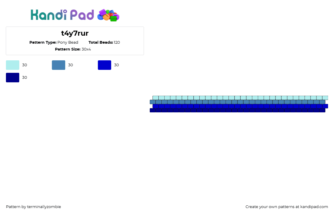 t4y7rur - Pony Bead Pattern by terminallyzombie on Kandi Pad - gradient,water,bracelet,cuff,blue,teal