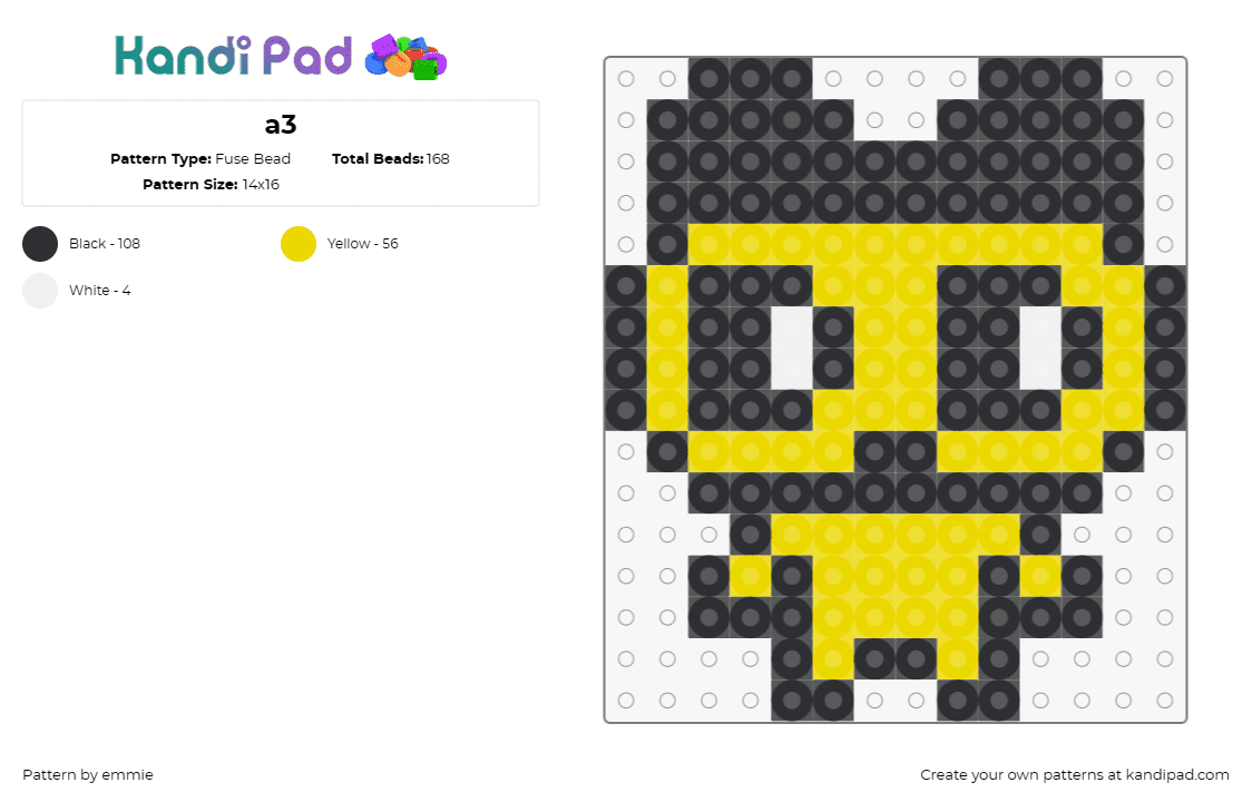 a3 - Fuse Bead Pattern by emmie on Kandi Pad - mametchi,tamagotchi,character,cute,silly,simple,yellow,black