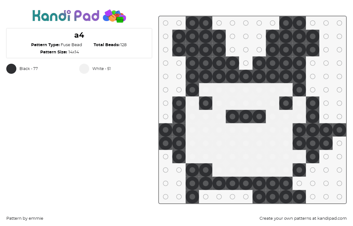 a4 - Fuse Bead Pattern by emmie on Kandi Pad - chomametchi,tamagotchi,character,cute,silly,simple,white,black