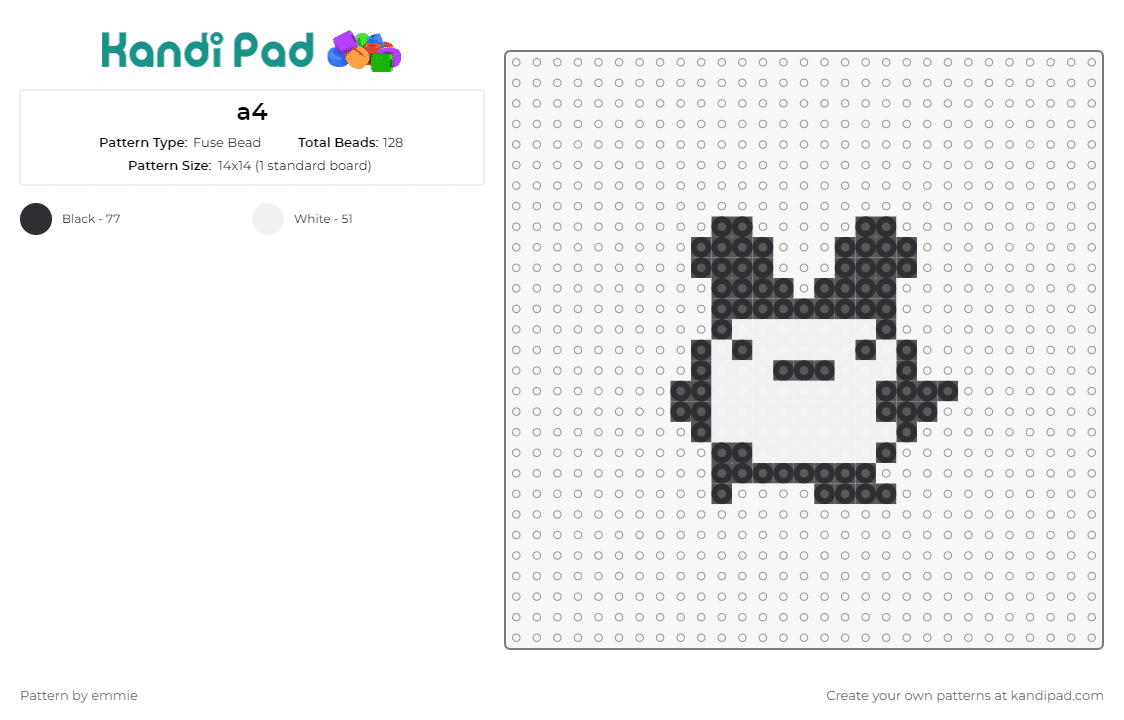 a4 - Fuse Bead Pattern by emmie on Kandi Pad - chomametchi,tamagotchi,character,cute,silly,simple,white,black