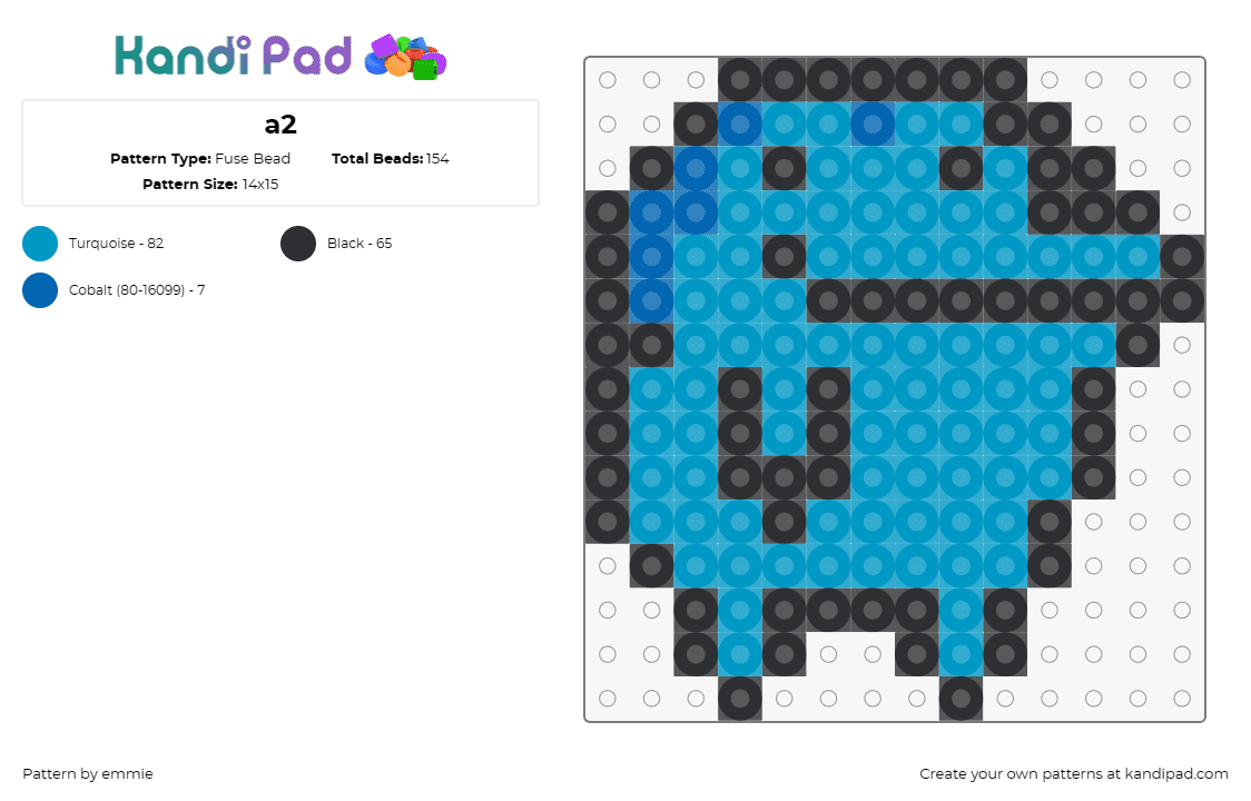 a2 - Fuse Bead Pattern by emmie on Kandi Pad - ginjirotchi,tamagotchi,character,cute,silly,simple,blue,teal