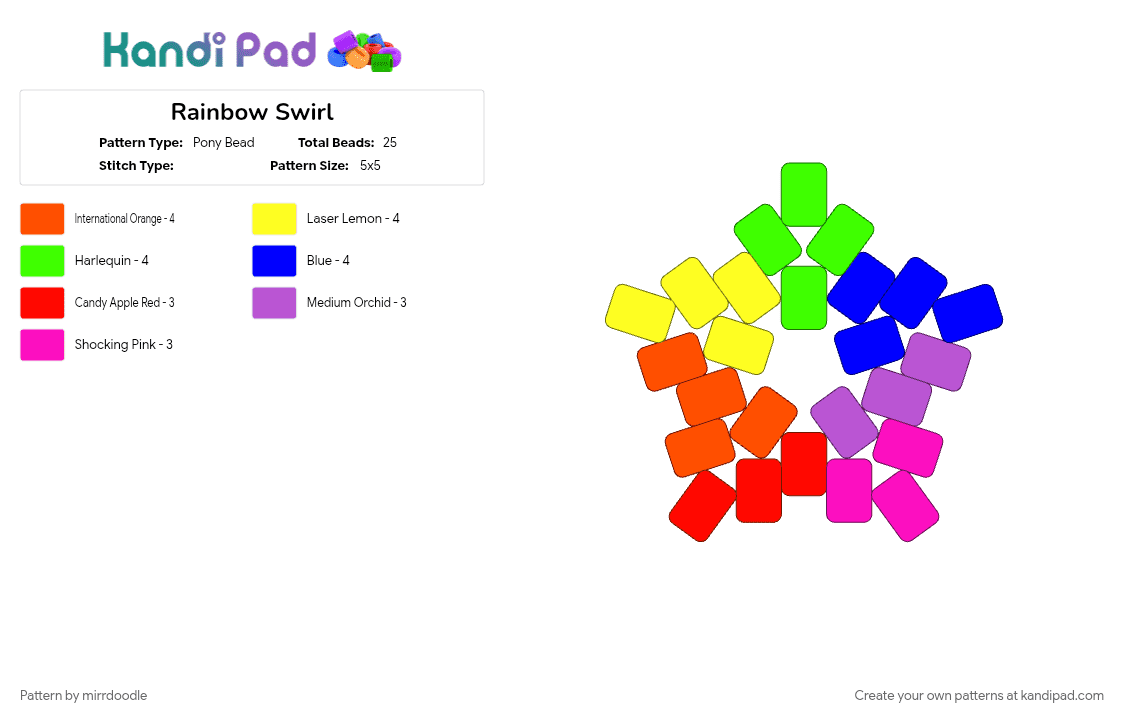 Rainbow Swirl - Pony Bead Pattern by mirrdoodle on Kandi Pad - colorful, purple, rainbow, yellow
