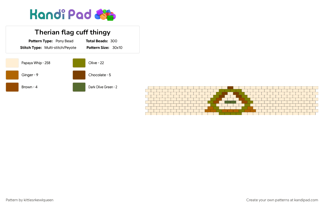 Therian flag cuff thingy - Pony Bead Pattern by kittiesrkewlqueen on Kandi Pad - alterhuman, beige, cuff, flag, therian