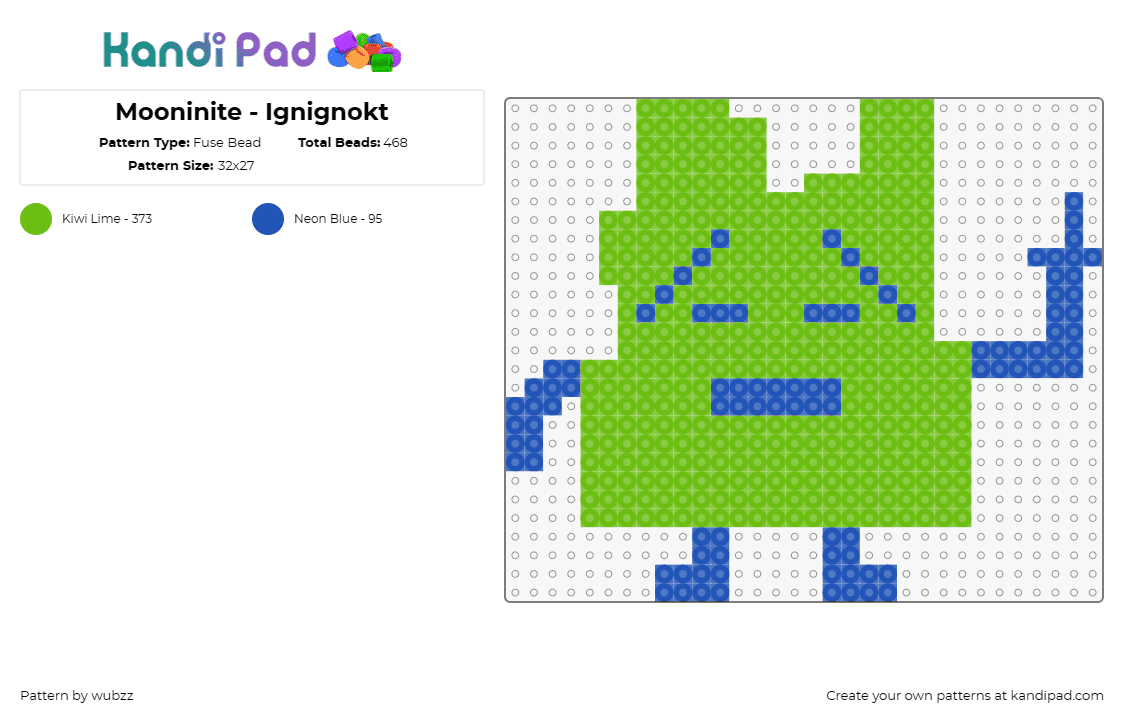 Mooninite - Ignignokt - Fuse Bead Pattern by wubzz on Kandi Pad - ignignokt,mooninite,aqua teen hunger force,athf,character,tv show,cartoon,green,