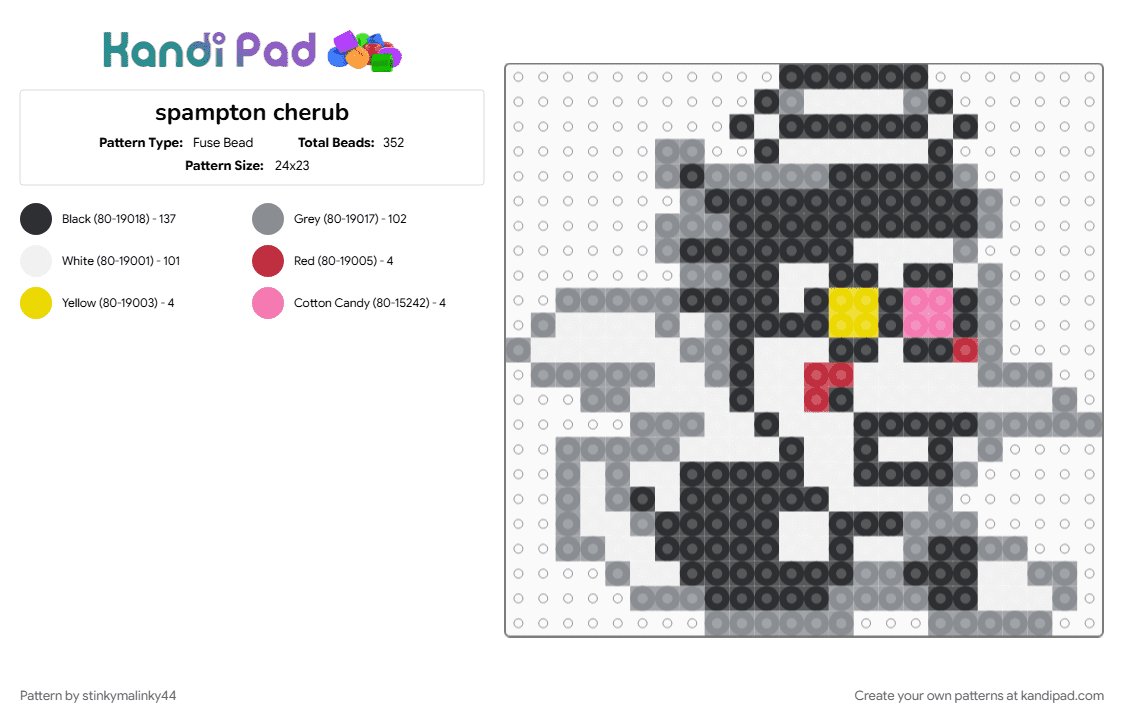 spampton cherub - Fuse Bead Pattern by stinkymalinky44 on Kandi Pad - deltarune, deltarune chapter 2, gray, spamton, video game, white