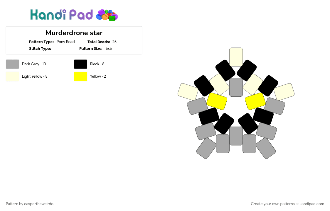 Murderdrone star - Pony Bead Pattern by caspertheweirdo on Kandi Pad - beige