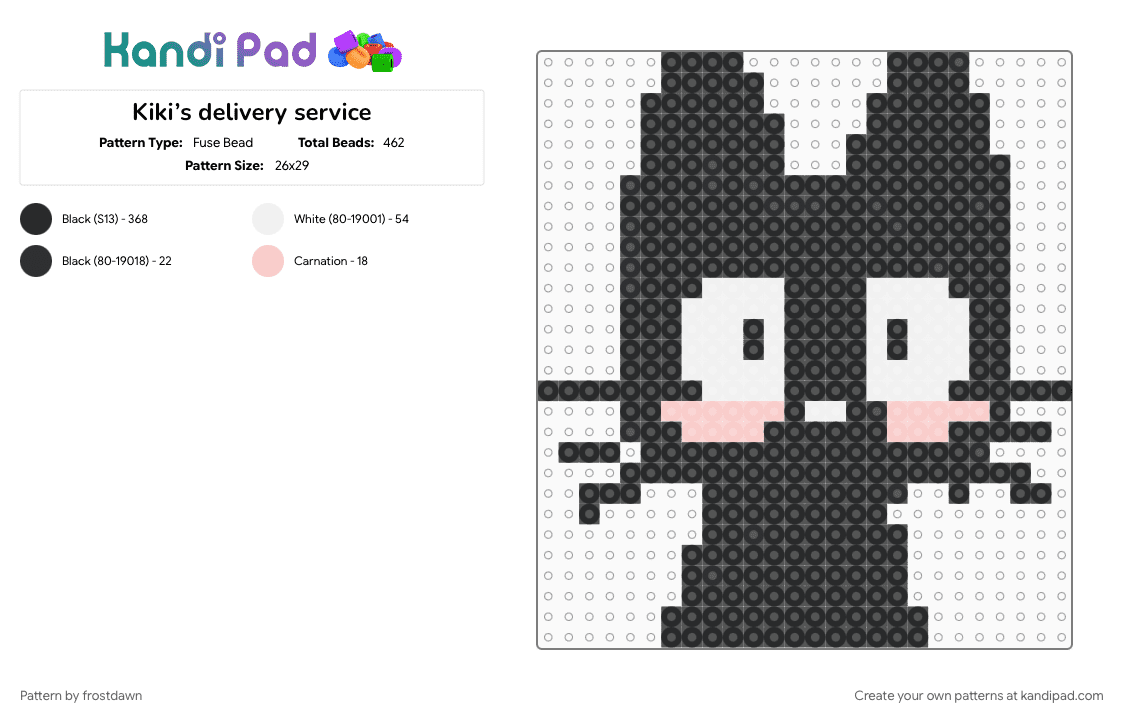 Kiki’s delivery service - Fuse Bead Pattern by frostdawn on Kandi Pad - aww, black, black cat, cute, kikis delivery service, tadc, ummm, warrior cats, white