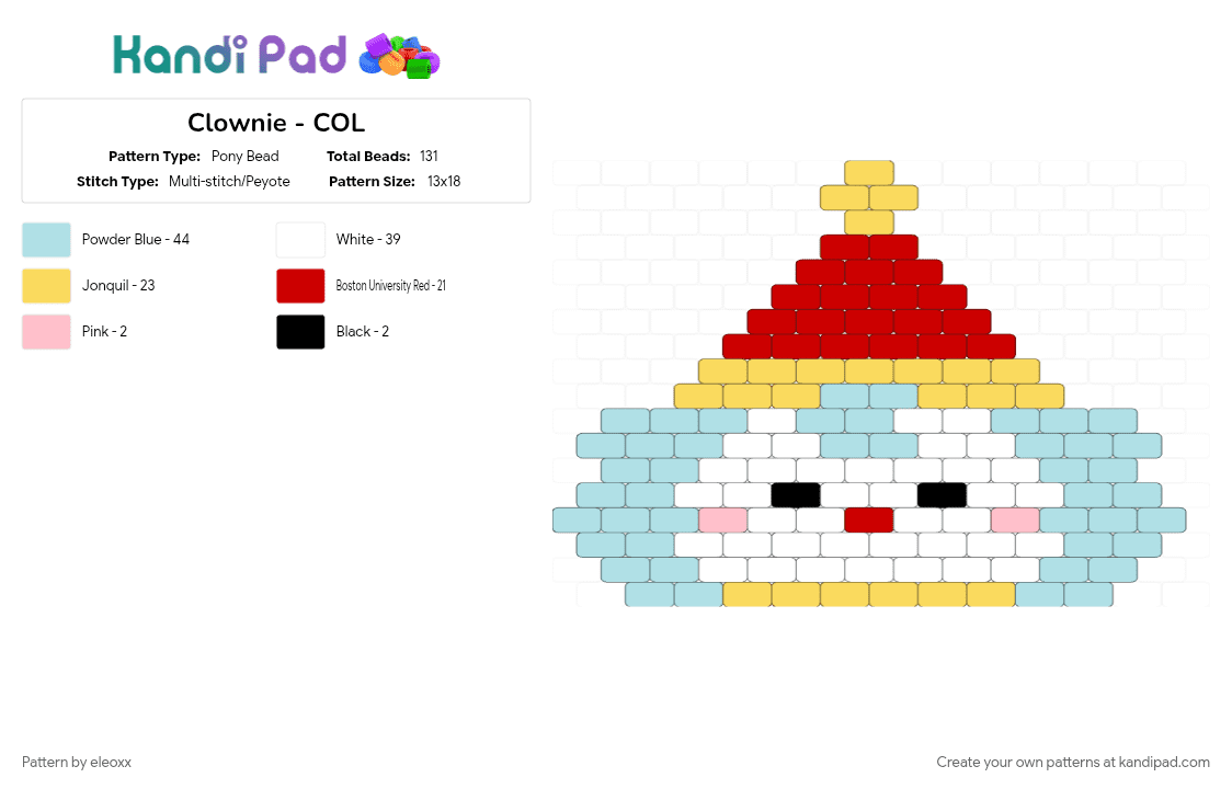 Clownie - COL - Pony Bead Pattern by eleoxx on Kandi Pad - 