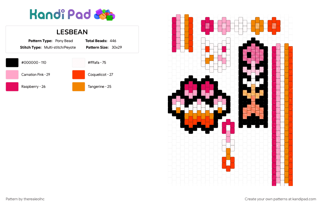 LESBEAN - Pony Bead Pattern by therealeolhc on Kandi Pad - red