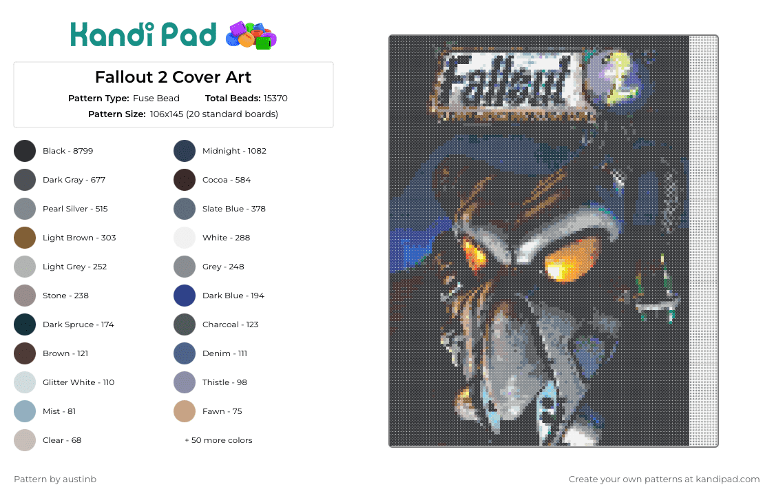 Fallout 2 Cover Art - Fuse Bead Pattern by austinb on Kandi Pad - fallout,video game