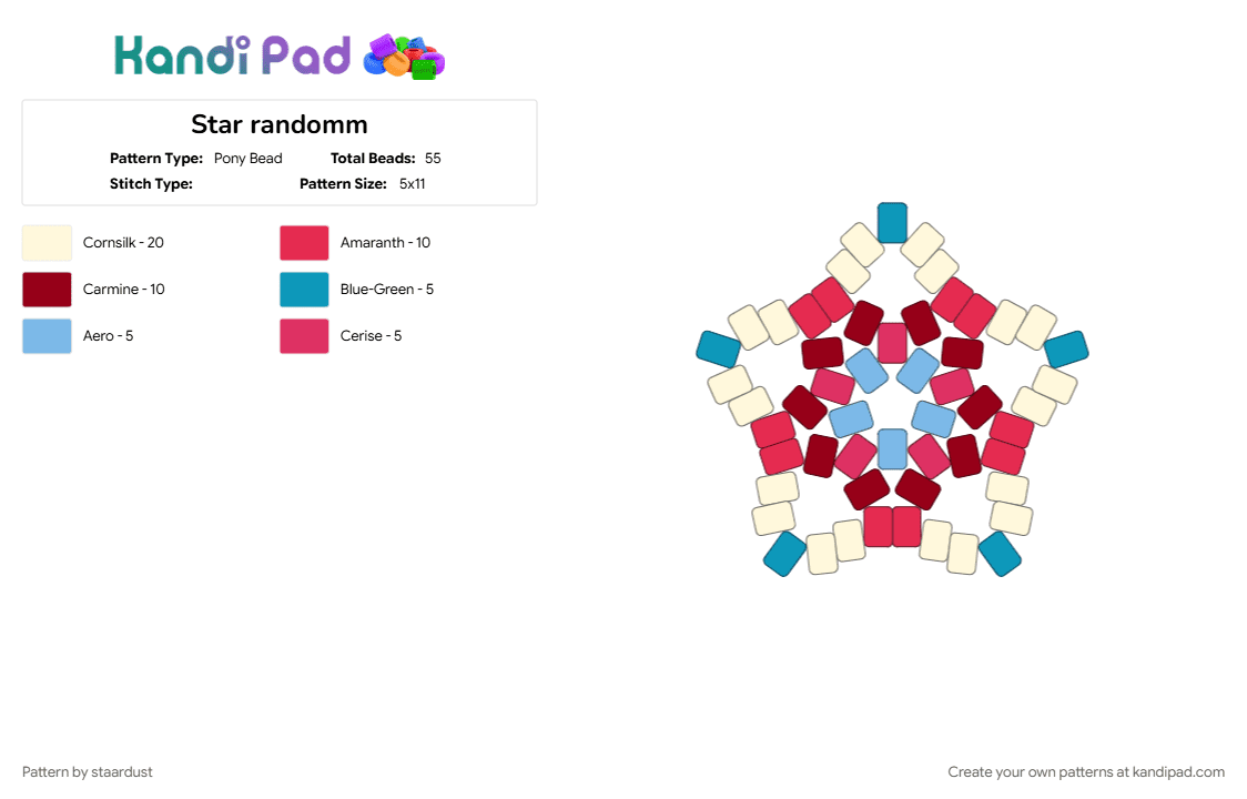 Star randomm - Pony Bead Pattern by staardust on Kandi Pad - blue, light blue, random, red, star