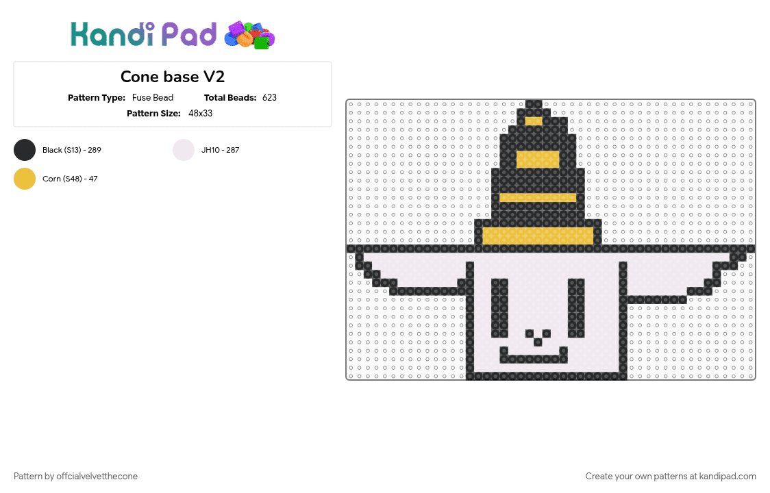Cone base V2 - Fuse Bead Pattern by offcialvelvetthecone on Kandi Pad - 