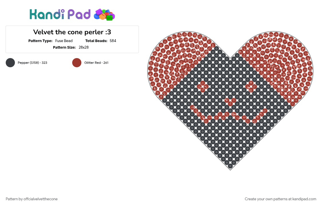 Velvet the cone perler :3 - Fuse Bead Pattern by offcialvelvetthecone on Kandi Pad - 