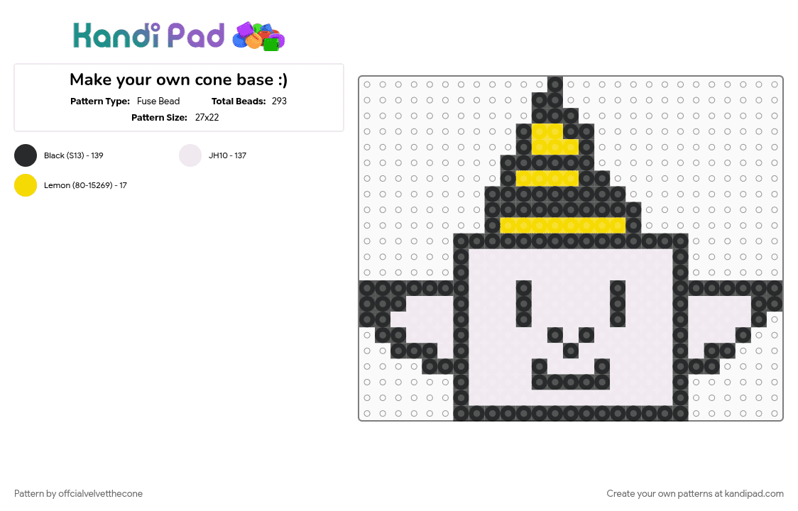 Make your own cone base :) - Fuse Bead Pattern by offcialvelvetthecone on Kandi Pad - white