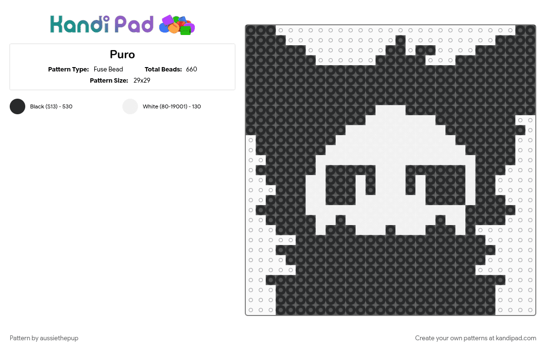 Puro - Fuse Bead Pattern by aussiethepup on Kandi Pad - black