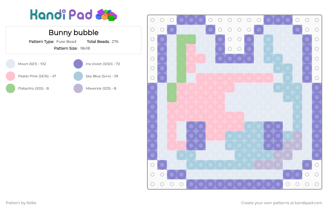 Bunny bubble - Fuse Bead Pattern by feliks on Kandi Pad - blue,pink
