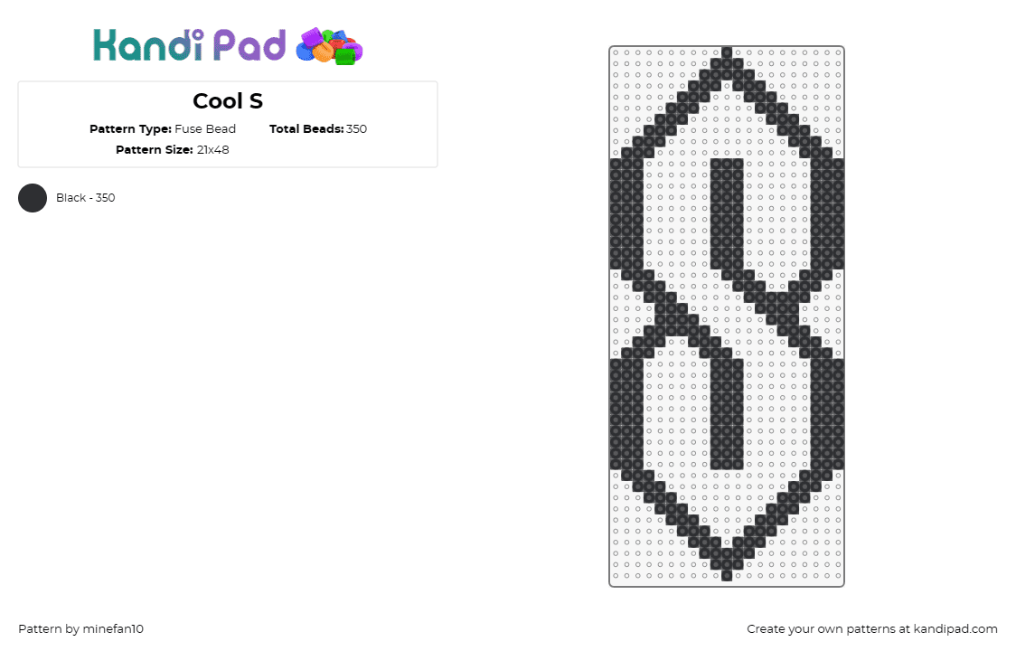 Cool S - Fuse Bead Pattern by minefan10 on Kandi Pad - s,superman,outline,nostalgia,black