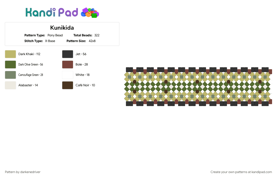Kunikida - Pony Bead Pattern by darkenedriver on Kandi Pad - beige, bsd, bungo stray dogs, doppo kunikida, gold, kunikida