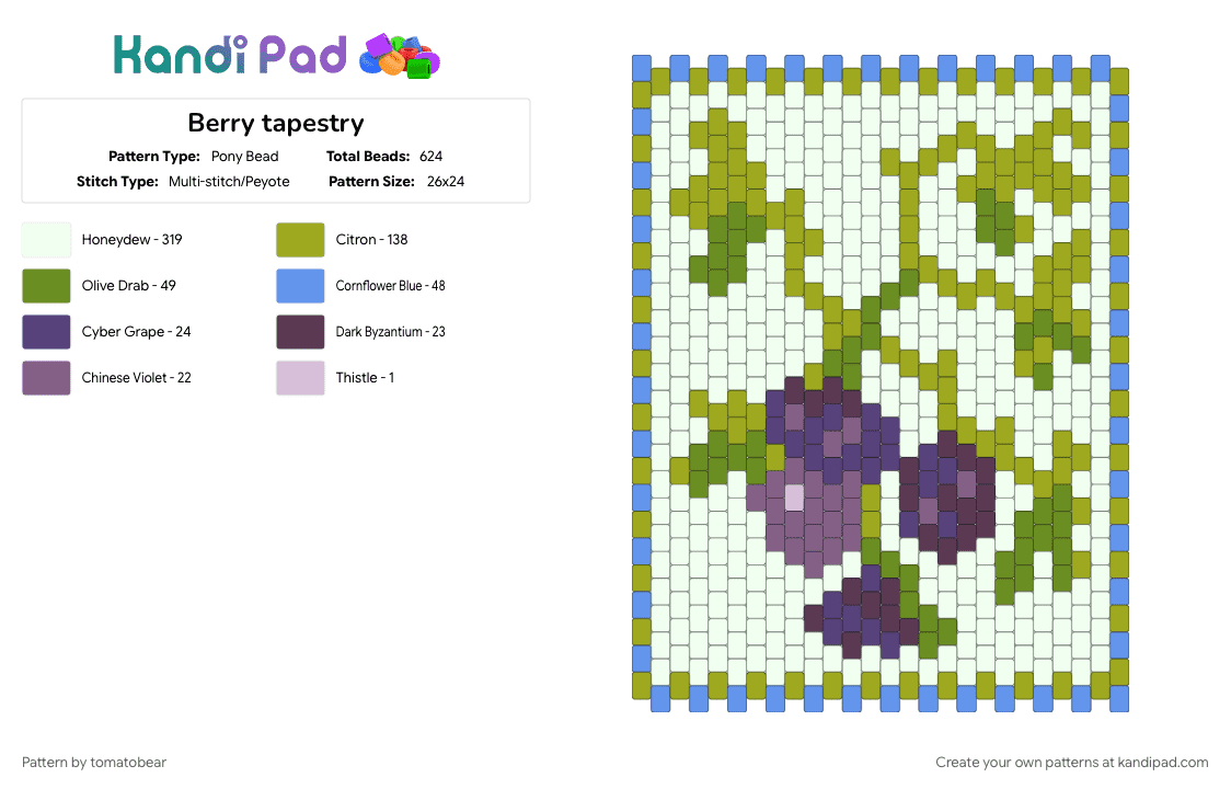 Berry tapestry - Pony Bead Pattern by tomatobear on Kandi Pad - green, white