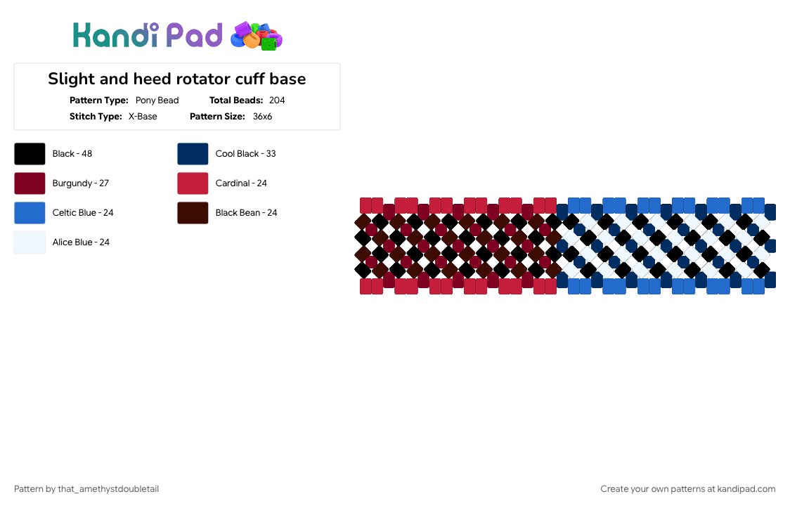 Slight and heed rotator cuff base - Pony Bead Pattern by that_amethystdoubletail on Kandi Pad - blue, brown, grace, grace roblox, heed grace, roblox, slight grace