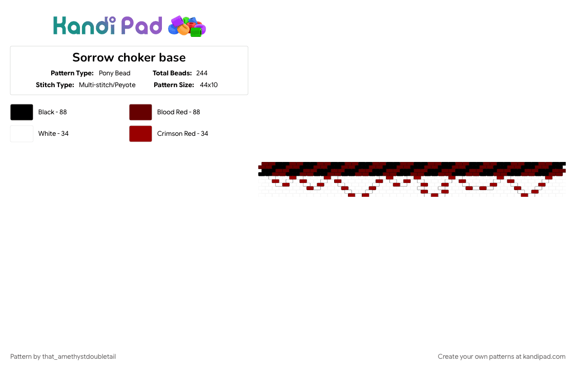 Sorrow choker base - Pony Bead Pattern by that_amethystdoubletail on Kandi Pad - brown, grace, grace roblox, red, roblox, sorrow grace