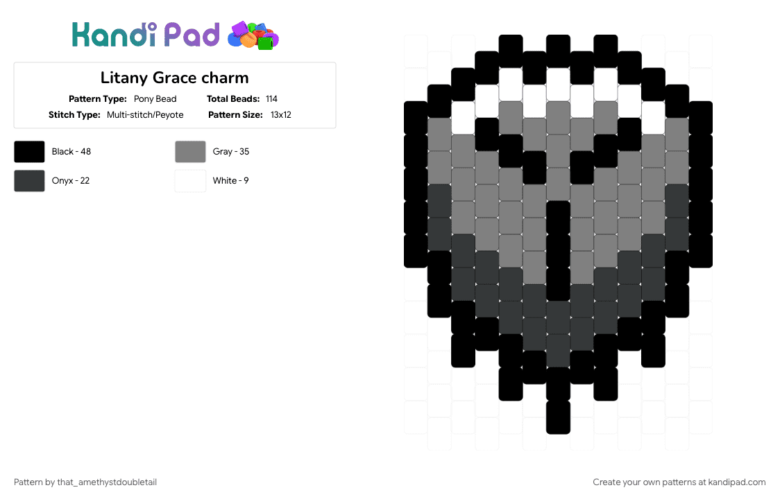Litany Grace charm - Pony Bead Pattern by that_amethystdoubletail on Kandi Pad - gray, iddy yet, litany, litany grace, roblox, roblox grace, sinrow