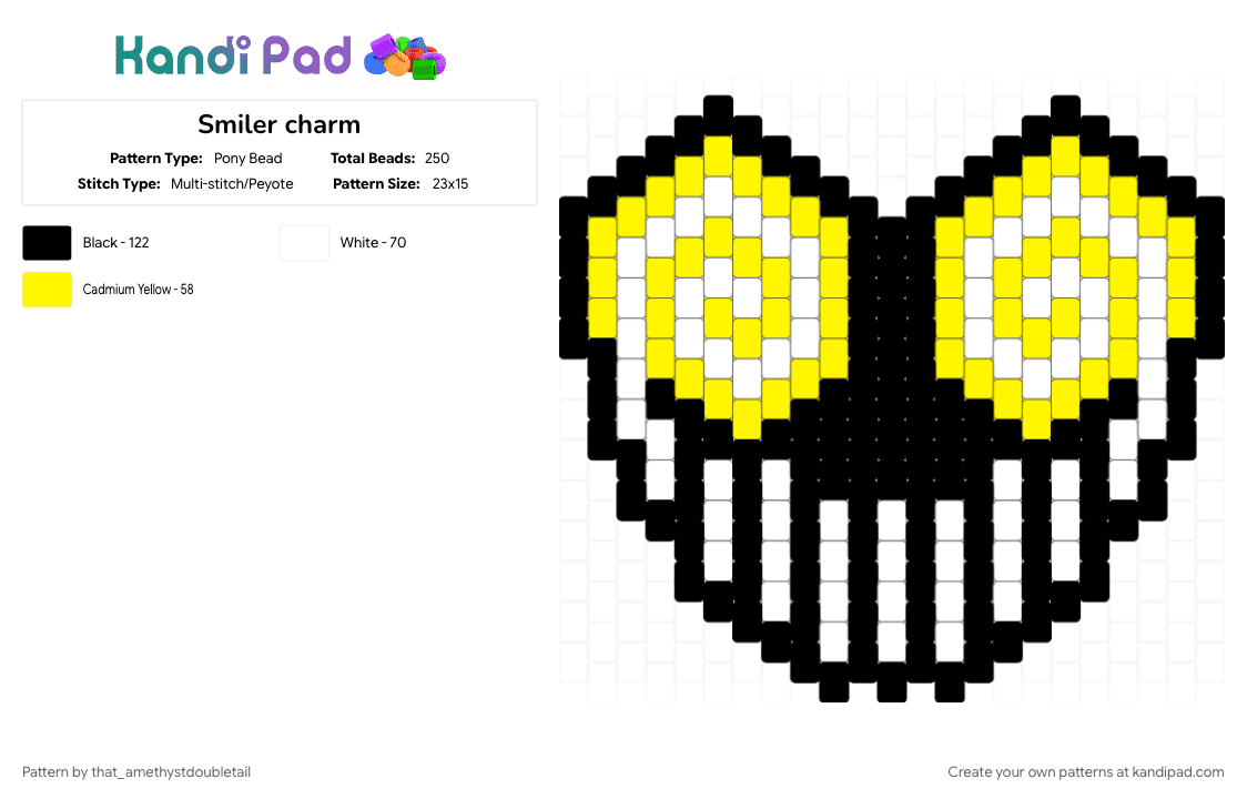 Smiler charm - Pony Bead Pattern by that_amethystdoubletail on Kandi Pad - alton towers, coaster, coasters, roller coaster, rollercoasters, the smiler, white, yellow