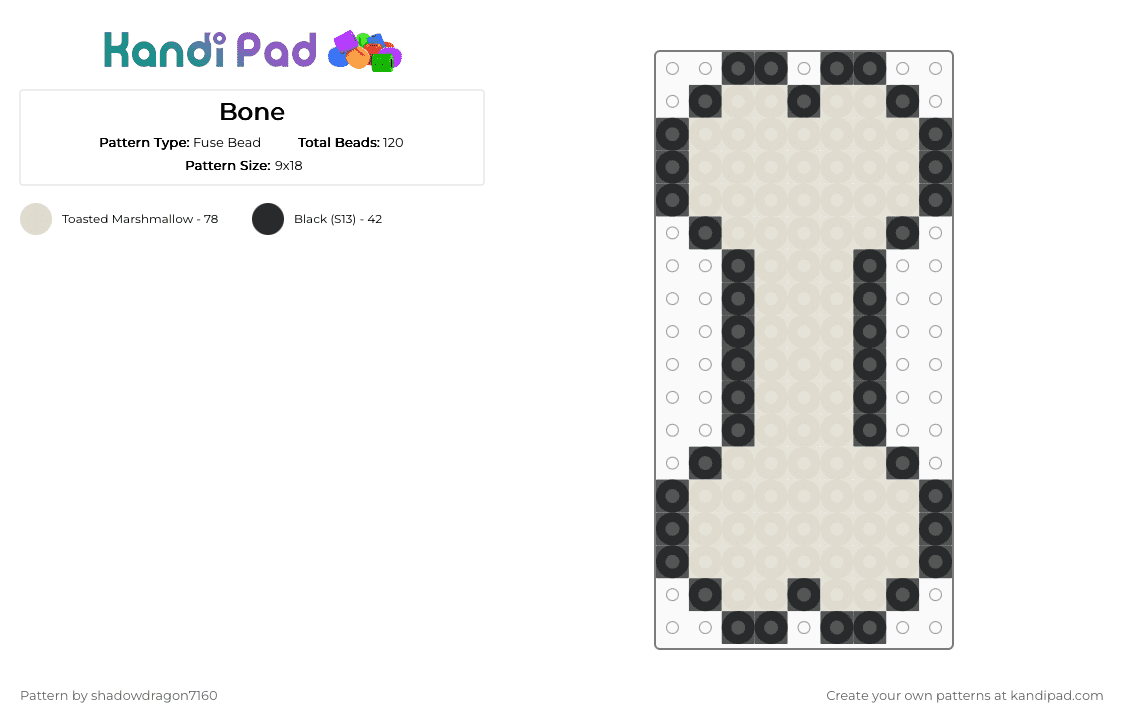Bone - Fuse Bead Pattern by shadowdragon7160 on Kandi Pad - black,beige