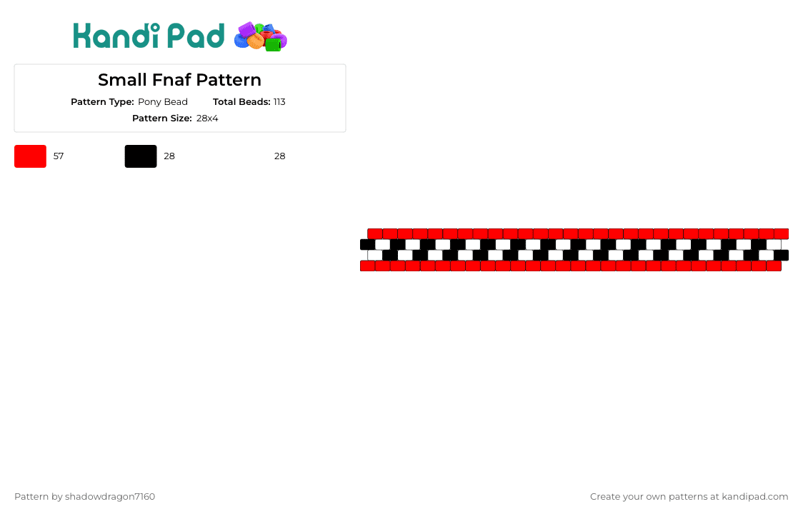 Small Fnaf Pattern - Pony Bead Pattern by shadowdragon7160 on Kandi Pad - fnaf,five nights at freddys,wall,video game,red,black,white