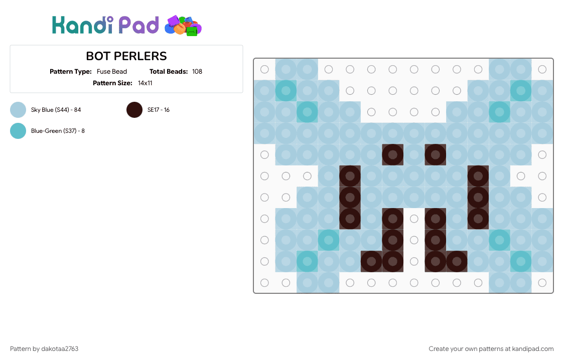 BOT PERLERS - Fuse Bead Pattern by dakotaa2763 on Kandi Pad - bot, bot inanimate insanity, inanimate insanity, inanimate insanity invitational, light blue