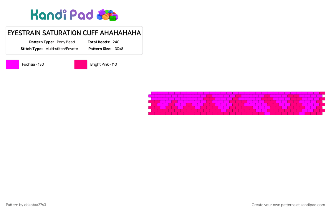 EYESTRAIN SATURATION CUFF AHAHAHAHA - Pony Bead Pattern by dakotaa2763 on Kandi Pad - cotdsaturation