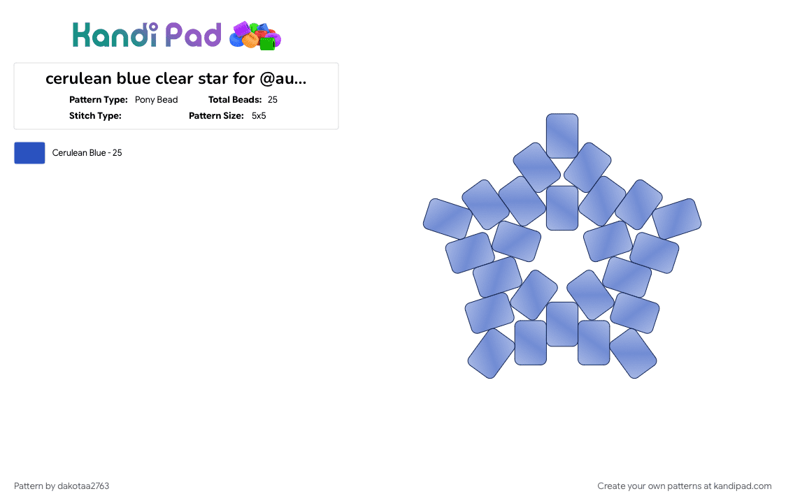 cerulean blue clear star for @autismfundipcollector - Pony Bead Pattern by dakotaa2763 on Kandi Pad - blue
