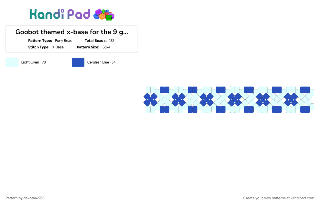 Goobot themed x-base for the 9 goobot shippers out there - Pony Bead Pattern by dakotaa2763 on Kandi Pad - blue, goobot, inanimate insanity, peak, ship, white