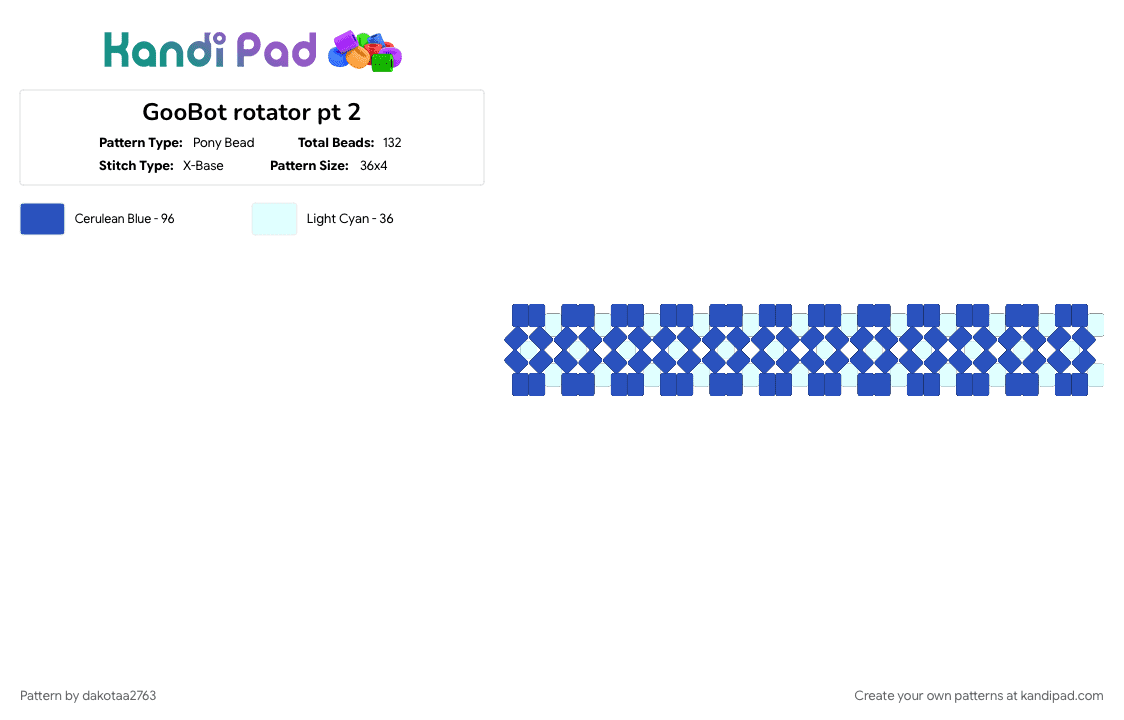 GooBot rotator pt 2 - Pony Bead Pattern by dakotaa2763 on Kandi Pad - blue, rotator, white
