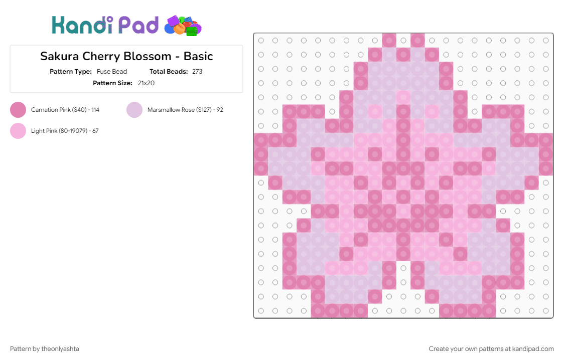 Sakura Cherry Blossom - Basic - Fuse Bead Pattern by theonlyashta on Kandi Pad - pink