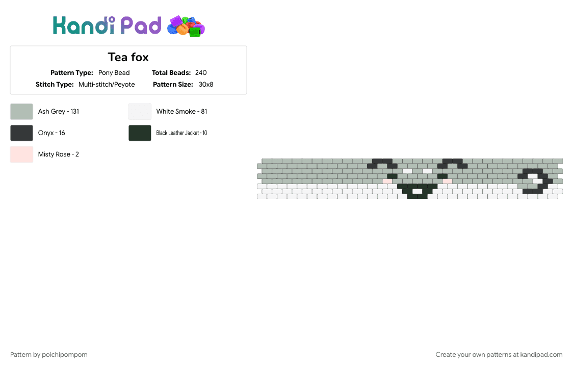 Tea fox - Pony Bead Pattern by poichipompom on Kandi Pad - beige, white