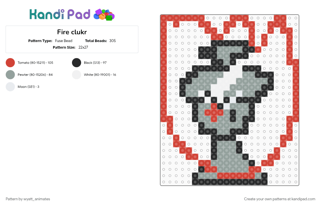 Fire clukr - Fuse Bead Pattern by wyatt_animates on Kandi Pad - 