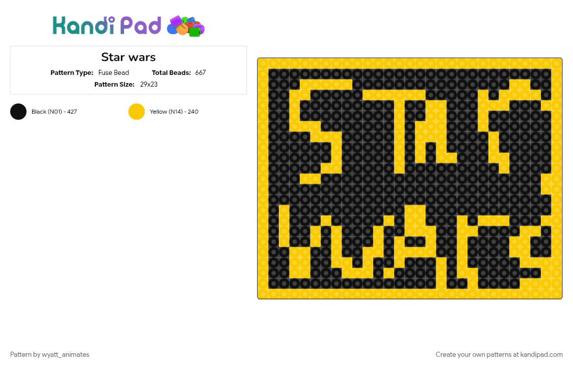 Star wars - Fuse Bead Pattern by wyatt_animates on Kandi Pad - 