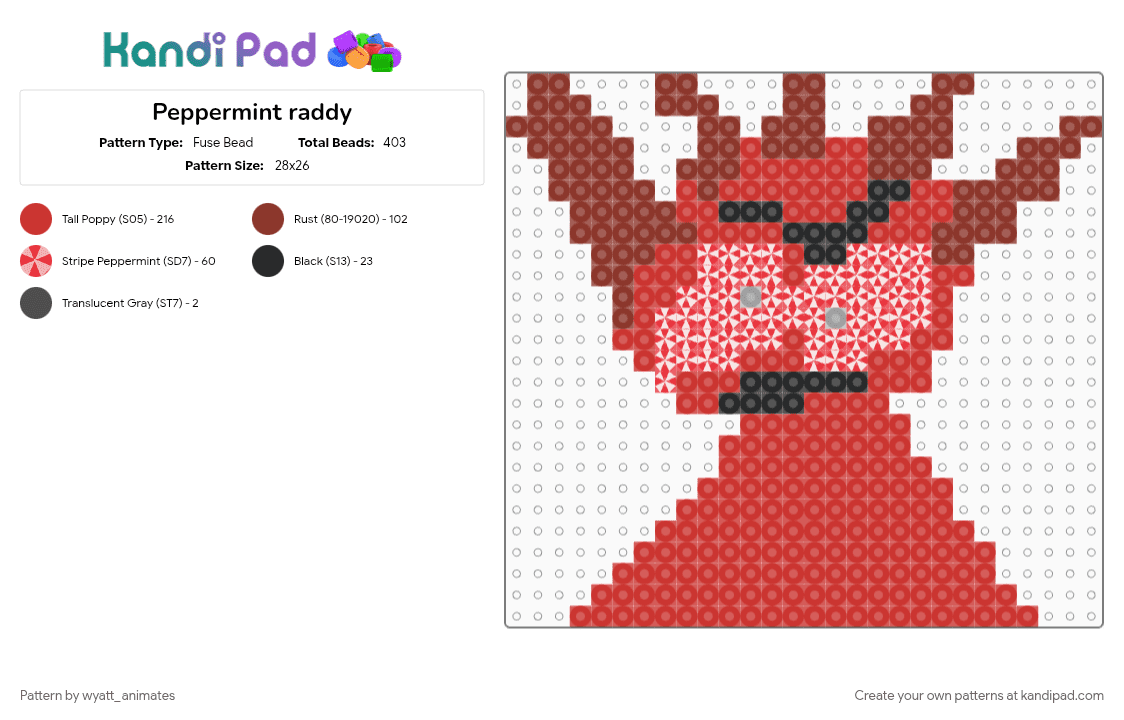 Peppermint raddy - Fuse Bead Pattern by wyatt_animates on Kandi Pad - 