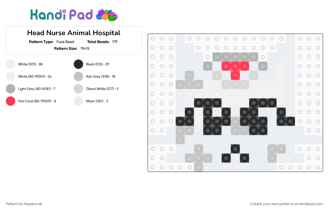 Head Nurse Animal Hospital - Fuse Bead Pattern by headnurse on Kandi Pad - animalhospital, animalhospitalanomly, beige, headnurse, perler bead, roblox, white