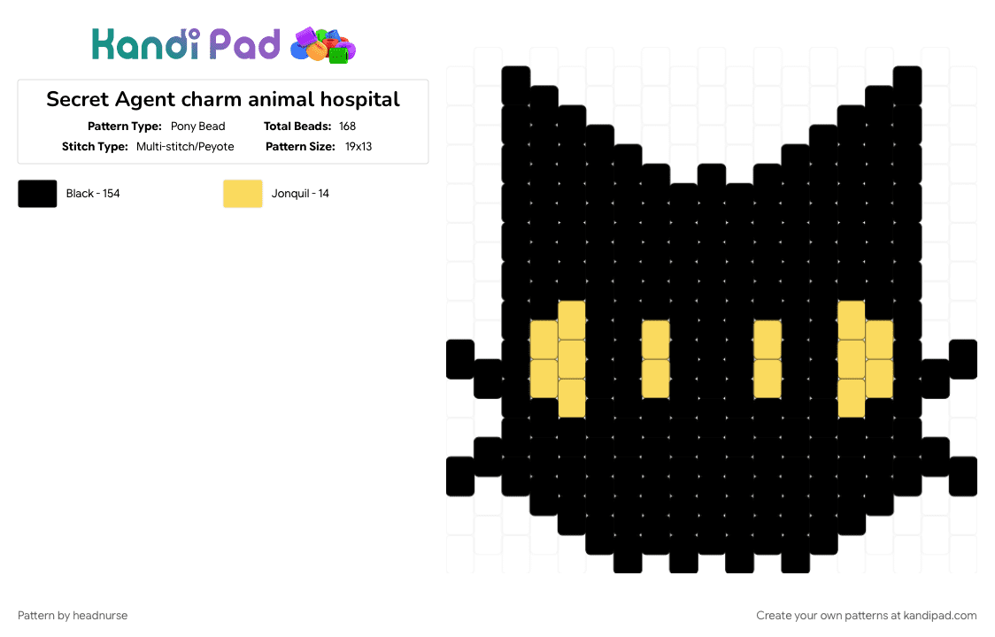 Secret Agent charm animal hospital - Pony Bead Pattern by headnurse on Kandi Pad - animal hospital, animal hospital anomaly, black, kandi charm, pony beads, secret agent, secret agent animal hospital